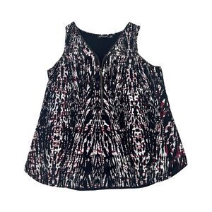 Trouve Women Blouse Large Black Red White‎ Zip Front Sleeveless Top